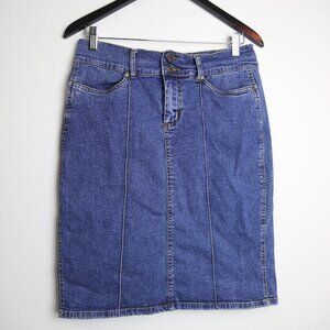 Vintage Urban Star Mid Length Denim Jean Blue Wash Mini Short Skirt Size 10